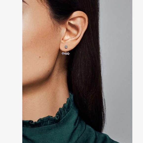 NEW Pandora Ladybird Ladybug Meadow Jacket Earrings Purple Enamel Cubic Zirconia - Picture 3 of 8